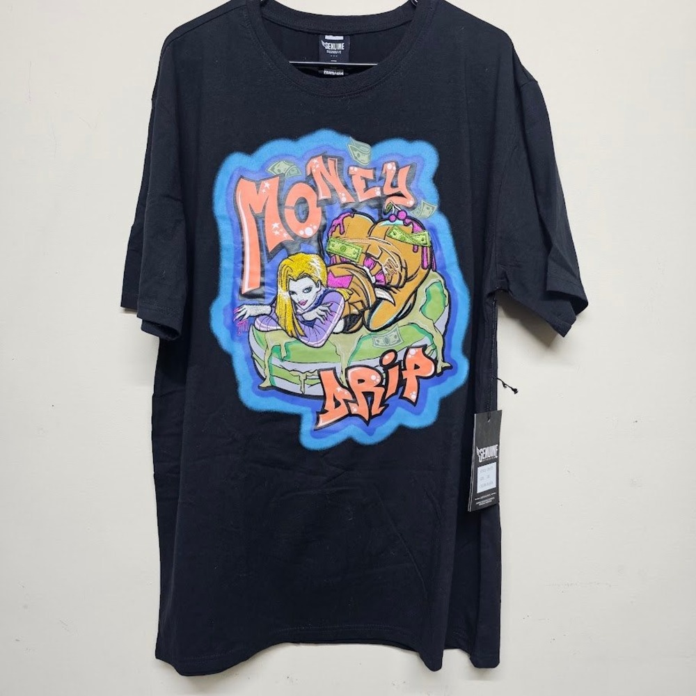 Genuine‎ Authentic Money Drip Graphic T-Shirt 2XL Black Streetwear NWT